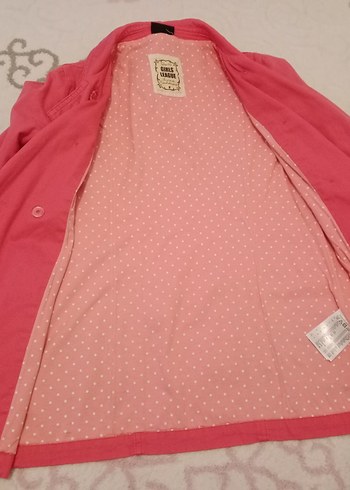 Düğmeli Pembe Kız trençkot - Görsel 2