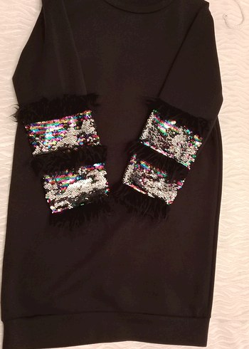 Siyah Kürklü Kadın Uzun Kollu Tunik - Görsel 5