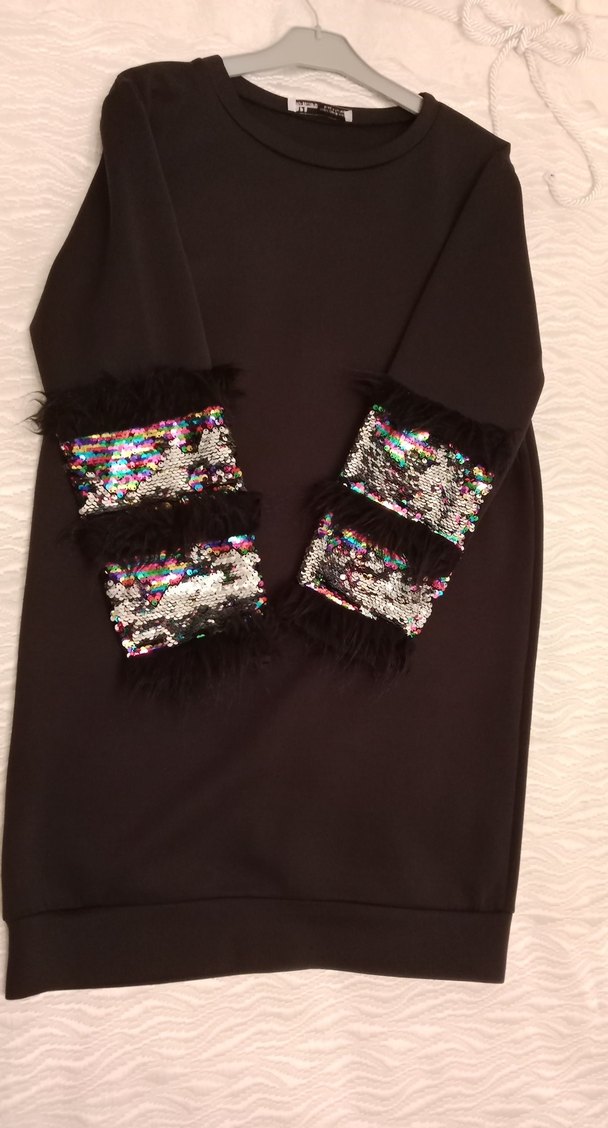 Siyah Kürklü Kadın Uzun Kollu Tunik - Görsel 5