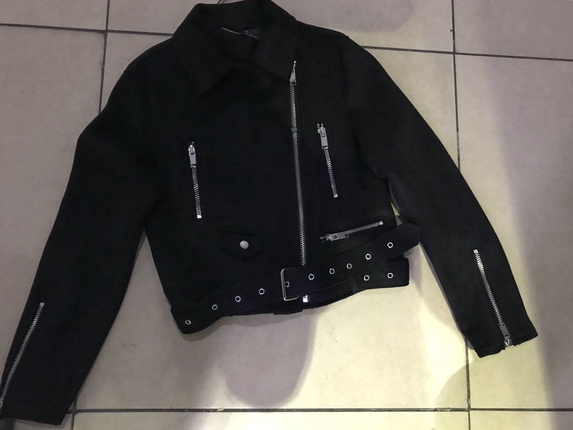 Zara Suni Suet Biker Ceket Diğer Mont %28 İndirimli - Gardrops