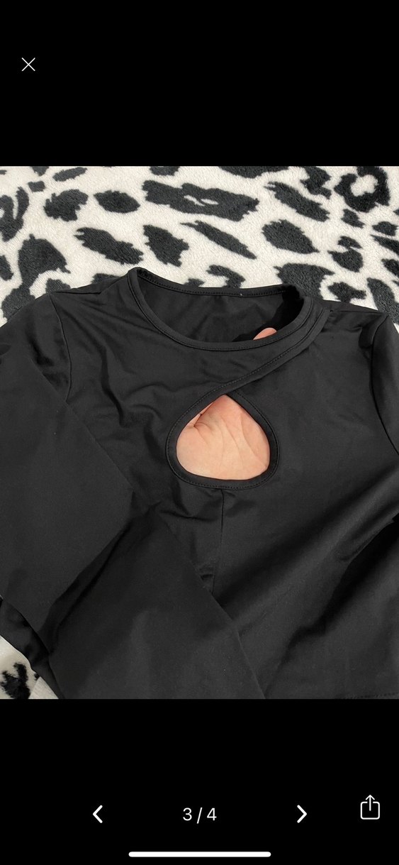 Dekolteli Siyah Crop Top - Görsel 3