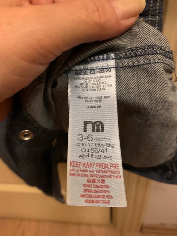 Mothercare  bebek Çocuk Denim body Salopet tulum 3-6 ay - Görsel 3