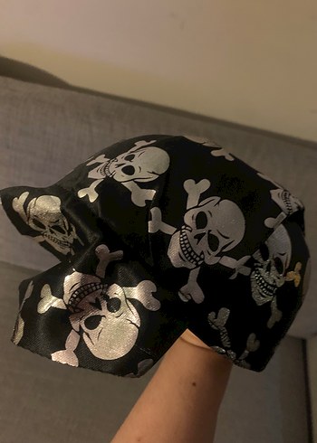 Korsan kostüm şapka Kafatası Desenli Siyah  balta Aksesuar - Görsel 2