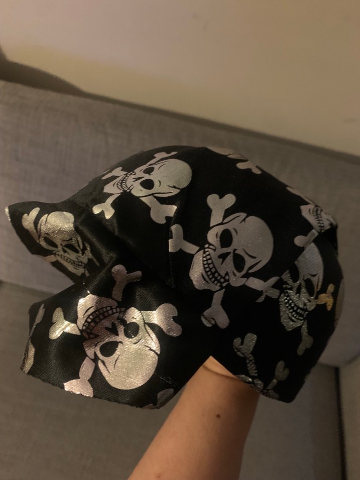 Korsan kostüm şapka Kafatası Desenli Siyah  balta Aksesuar - Görsel 2