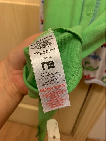 3 Ay Beden Mothercare bebek tulum 0-3 ay