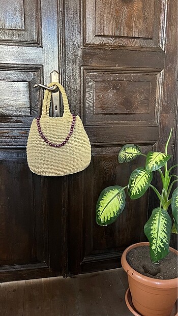  Beden camel Renk Hasır model çanta