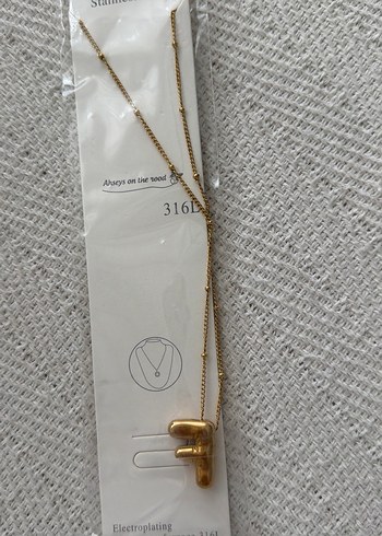 F harf Çelik kolye - Görsel 2