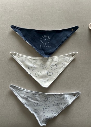 Nakışlı ve Çizgili Bebek Önlük Seti - Görsel 4