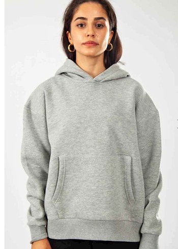 3 iplik şardonlu oversize bayan kapşonlu sweatshirt 0.etiketli