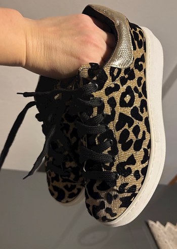 Leopar Desenli Platform Spor Ayakkabı - Görsel 9