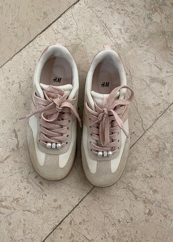 H&M Pastel Pembe Suet Sneaker
