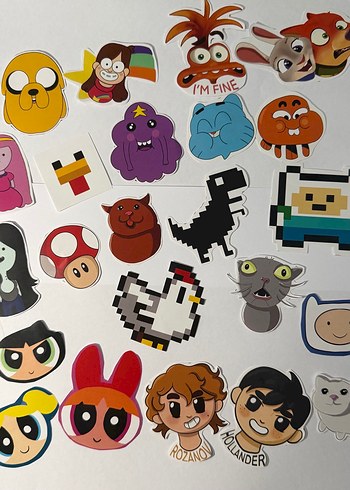 Çok Renkli Animasyon Figürleri Stickerları - Görsel 2