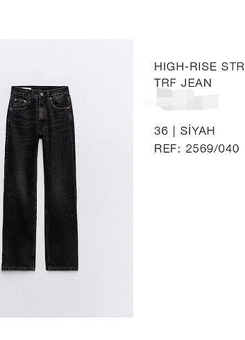 Zara zara yüksek bel straight fit jean siyah yikamali