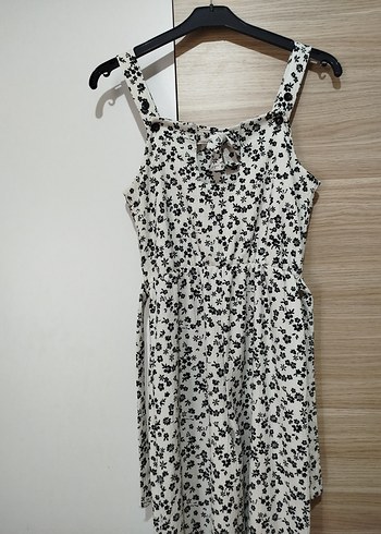 Beyaz Çiçek Desenli Kemerli kız çocuk Tulum - Görsel 7