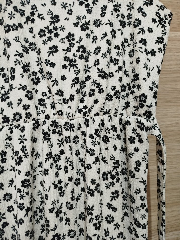 Beyaz Çiçek Desenli Kemerli kız çocuk Tulum - Görsel 2