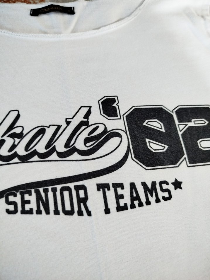 Baskılı Beyaz Mini Kadın Tişört - Görsel 2