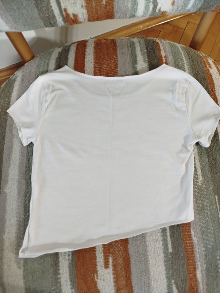 Baskılı Beyaz Mini Kadın Tişört - Görsel 4