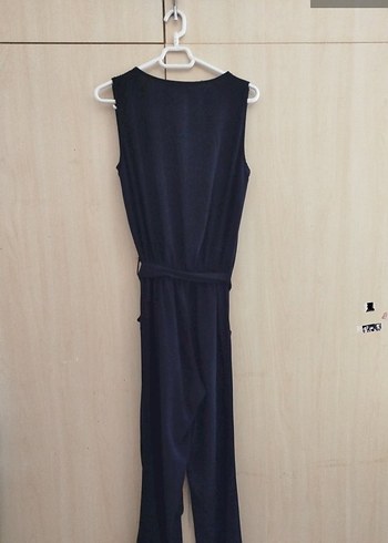 Kemerli siyah Kadın Uzun Tulum - Görsel 7