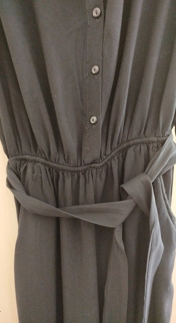 Kemerli siyah Kadın Uzun Tulum - Görsel 3