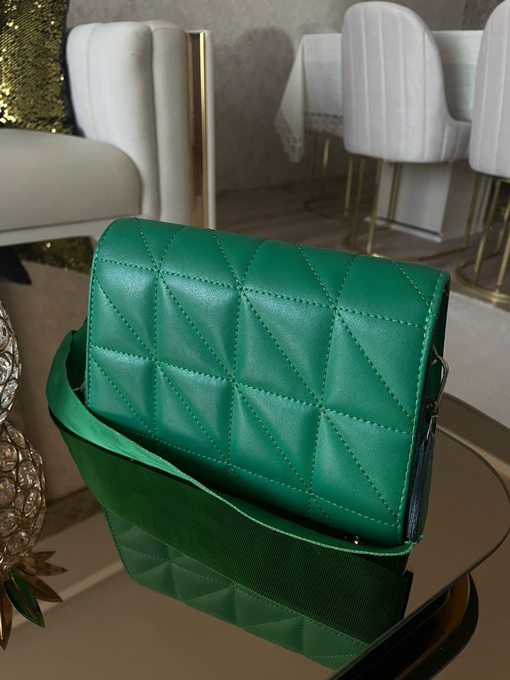 Yeşil Deri Kadın Omuz Çantası - Görsel 2