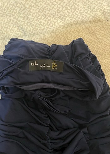 Lacivert Drapeli Straplez Uzun Elbise - Görsel 4