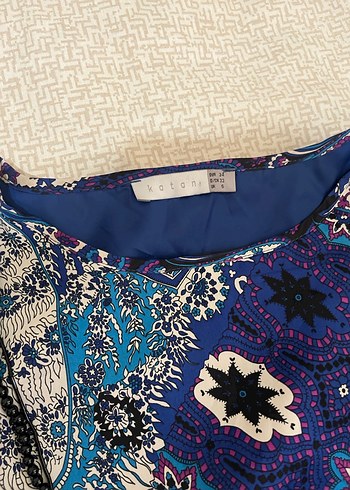 Mavi Uzun Kollu Desenli Bohem Hamile Tunik - Görsel 4