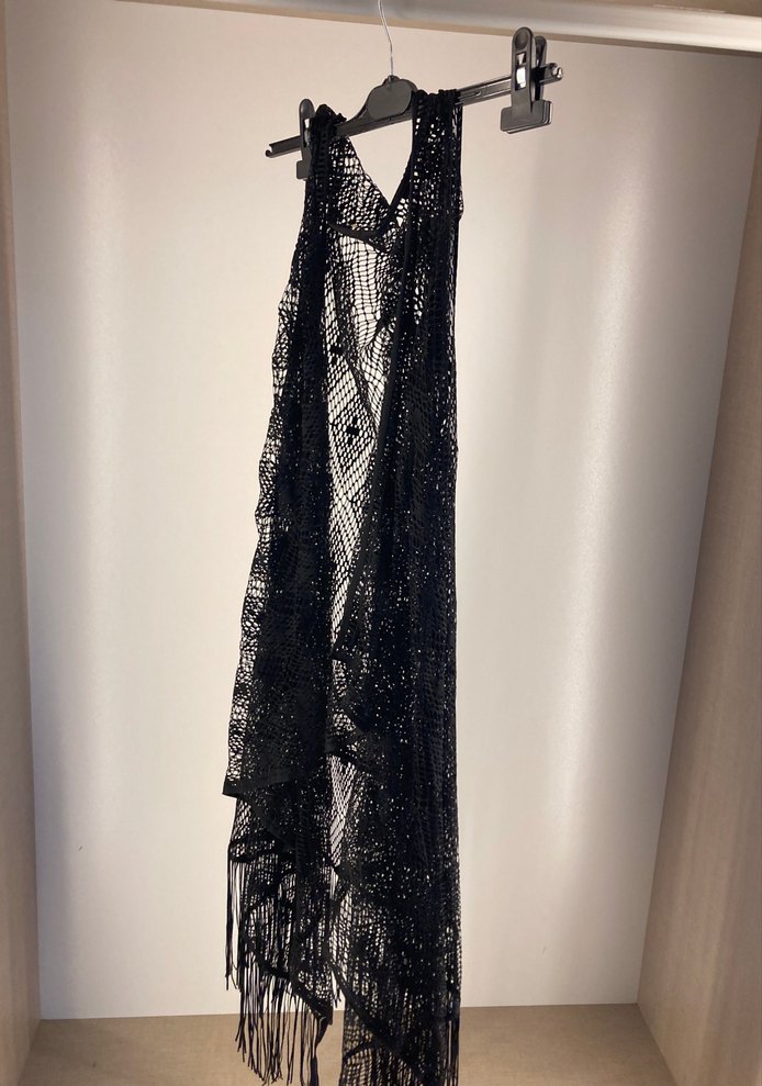 Drapeli Siyah Gotik Kadın pareo - Görsel 2