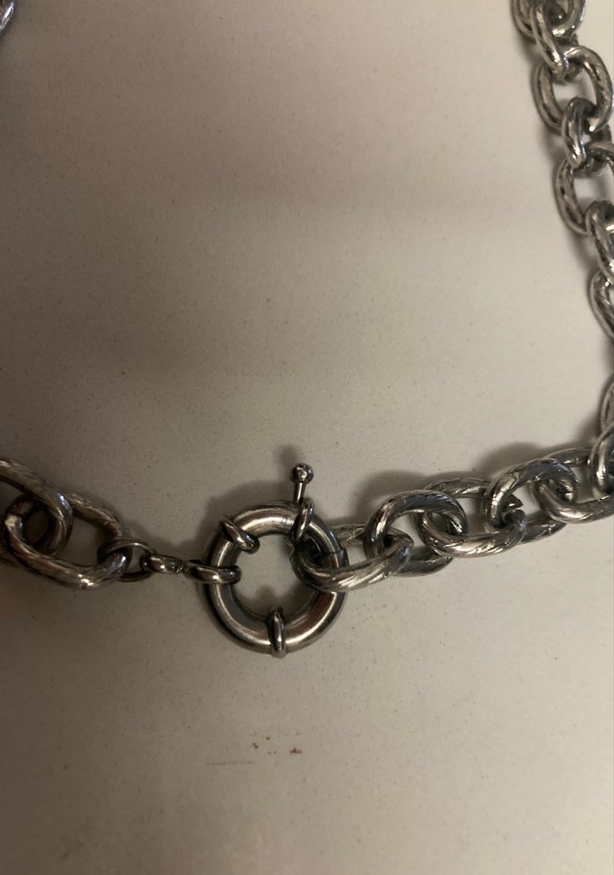 Gri Zincir Detaylı Kadın El Kolye - Görsel 2