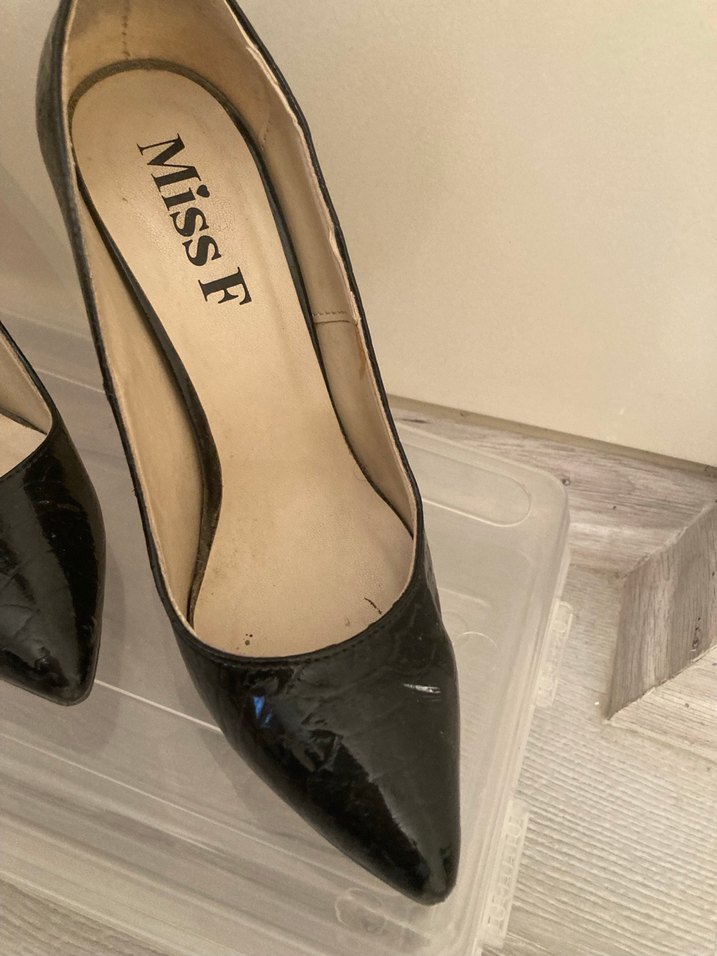 Siyah Yılan Desenli Rugan Stiletto - Görsel 2