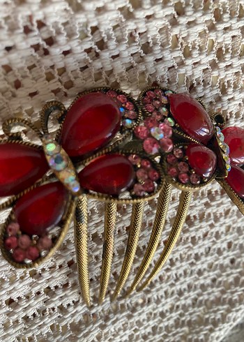 Bordo Boncuklu Vintage Saç Tokası - Görsel 2