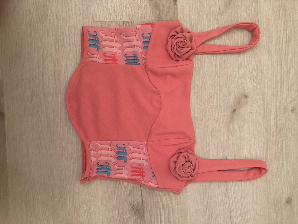 Pembe Çiçek Detaylı Mini Büstiyer - Görsel 2