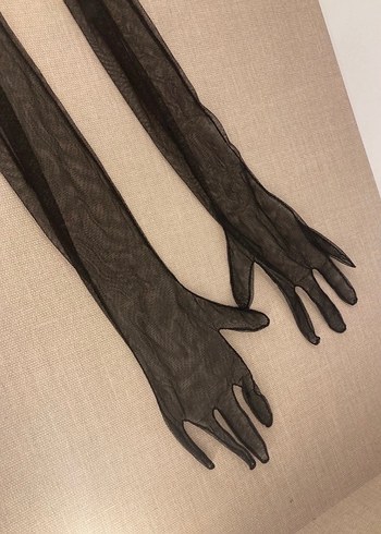 Dantel Detaylı Siyah Gotik Kadın Eldiveni - Görsel 2