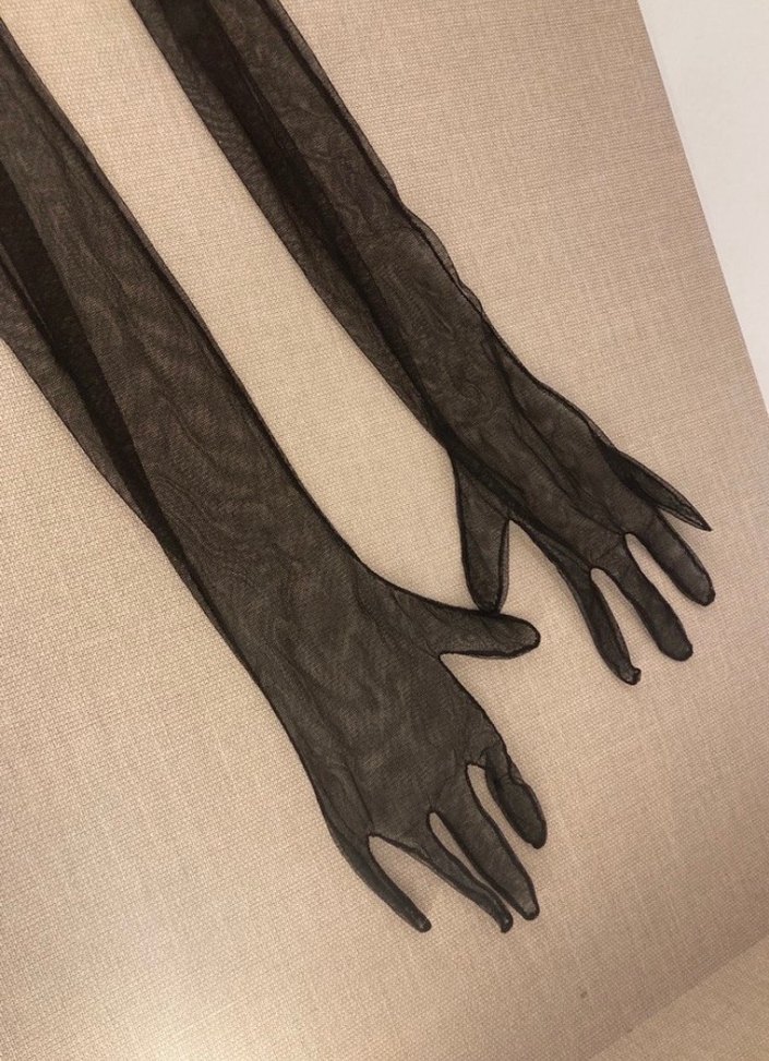 Dantel Detaylı Siyah Gotik Kadın Eldiveni - Görsel 2