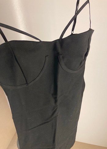 Siyah Mini Straplez Kadın Elbise XS-S E UYGUN - Görsel 2