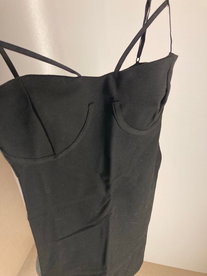 Siyah Mini Straplez Kadın Elbise XS-S E UYGUN - Görsel 2