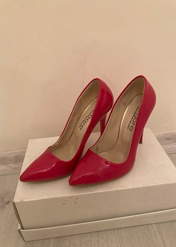 Kadın Kırmızı Rugan Stiletto Topuklu Ayakkabı - Görsel 2