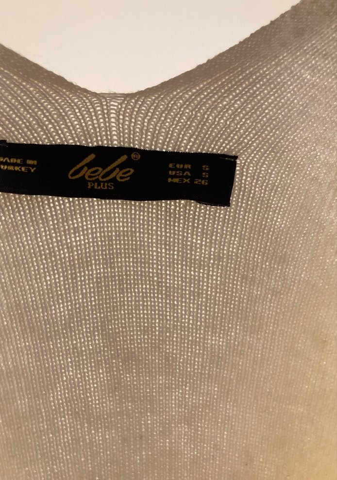 Beyaz V Yaka Keten Salaş Kadın Panço - Görsel 2