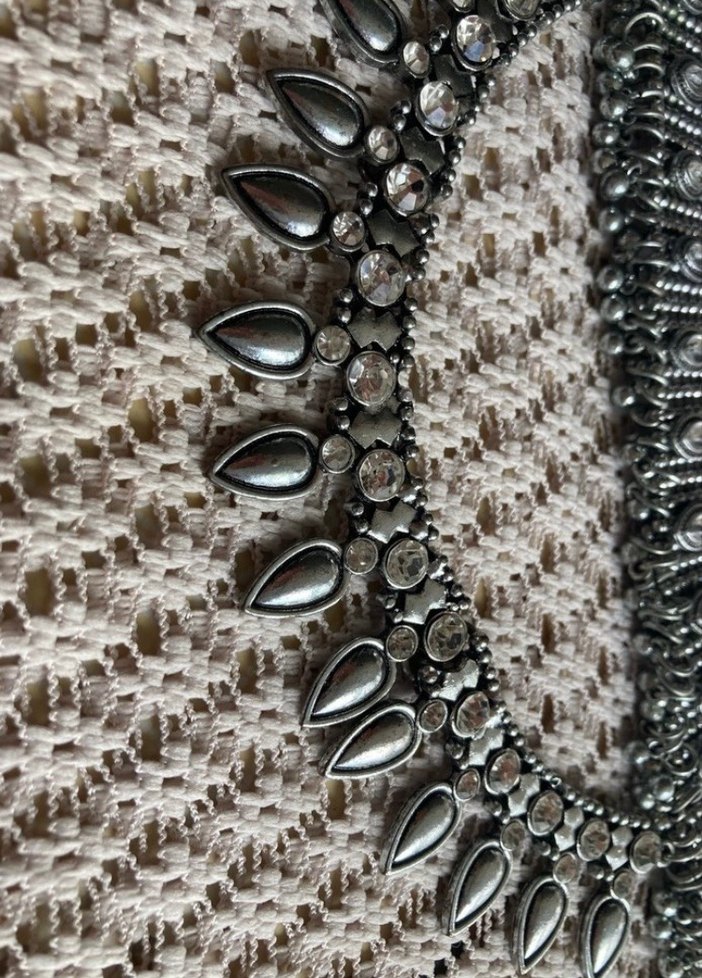 Bohem Gri Uzun Boncuklu Yılan Desenli Kadın Kolye - Görsel 2