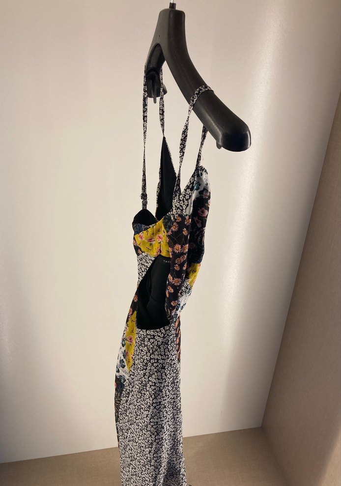 Çok Renkli Bohem V Yakalı Uzun Elbise BEL DEKOLTELİ - Görsel 3