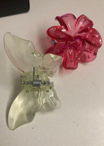 Şeffaf Renkli Çiçek ve Kelebek Toka Seti - Görsel 2