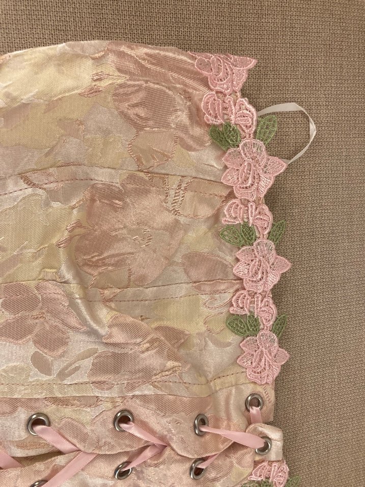 Pembe Dantel Detaylı Bohem Straplez Büstiyer - Görsel 2