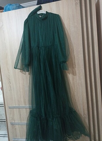Boydan haki yeşil elbise - Görsel 5