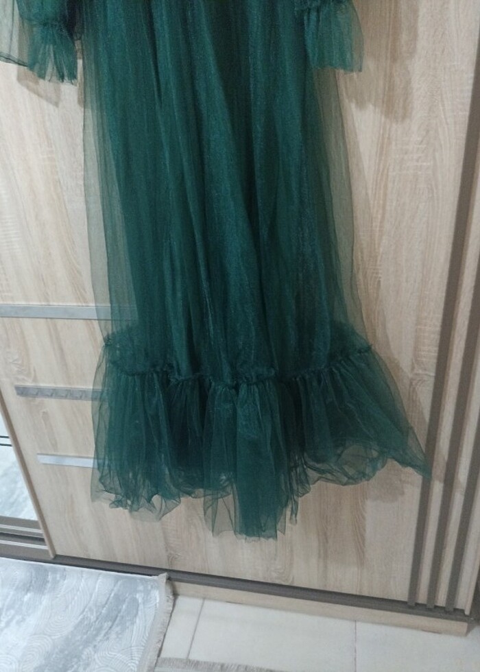 Boydan haki yeşil elbise - Görsel 3