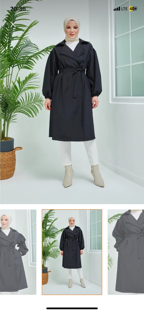Kadın Siyah Uzun Kuşaklı Trençkot - Görsel 2