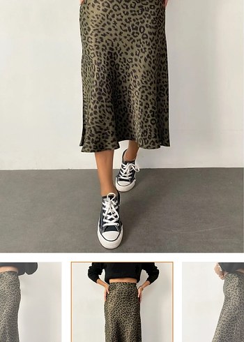Leopar Desenli Midi Kadın Etek - Görsel 3