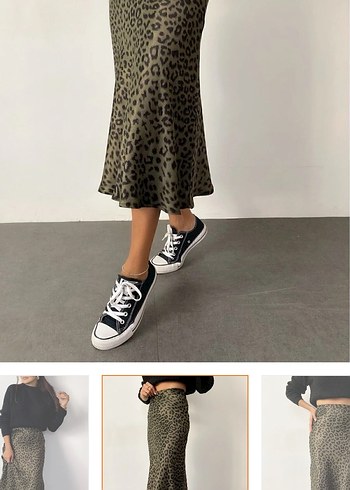 Leopar Desenli Midi Kadın Etek - Görsel 2