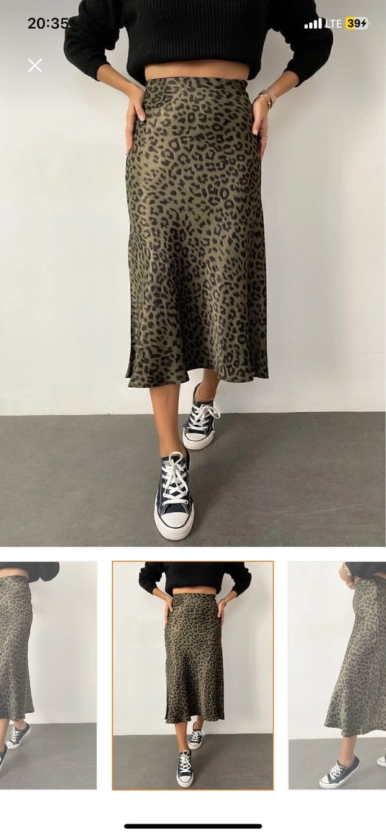 Leopar Desenli Midi Kadın Etek - Görsel 3