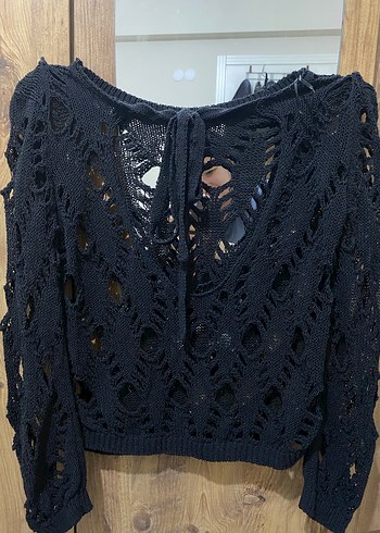 Dilvin Siyah Örgü Bohem Kadın Kazak - Görsel 2