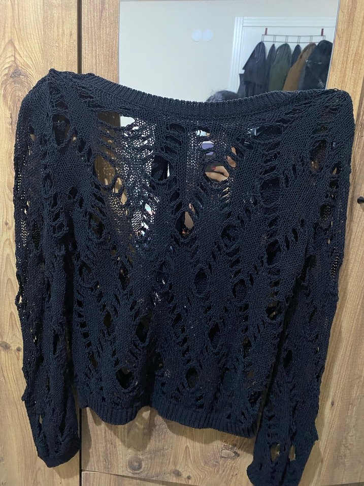 Dilvin Siyah Örgü Bohem Kadın Kazak - Görsel 3