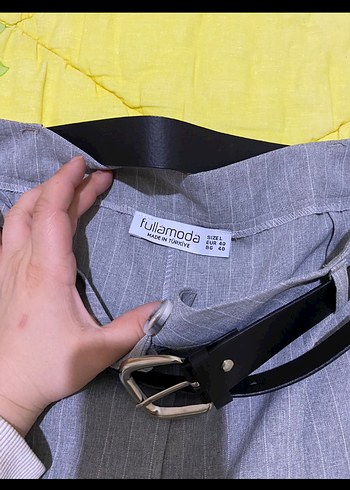 Fullamoda Gri Kemerli Palazzo Pantolon - Görsel 3